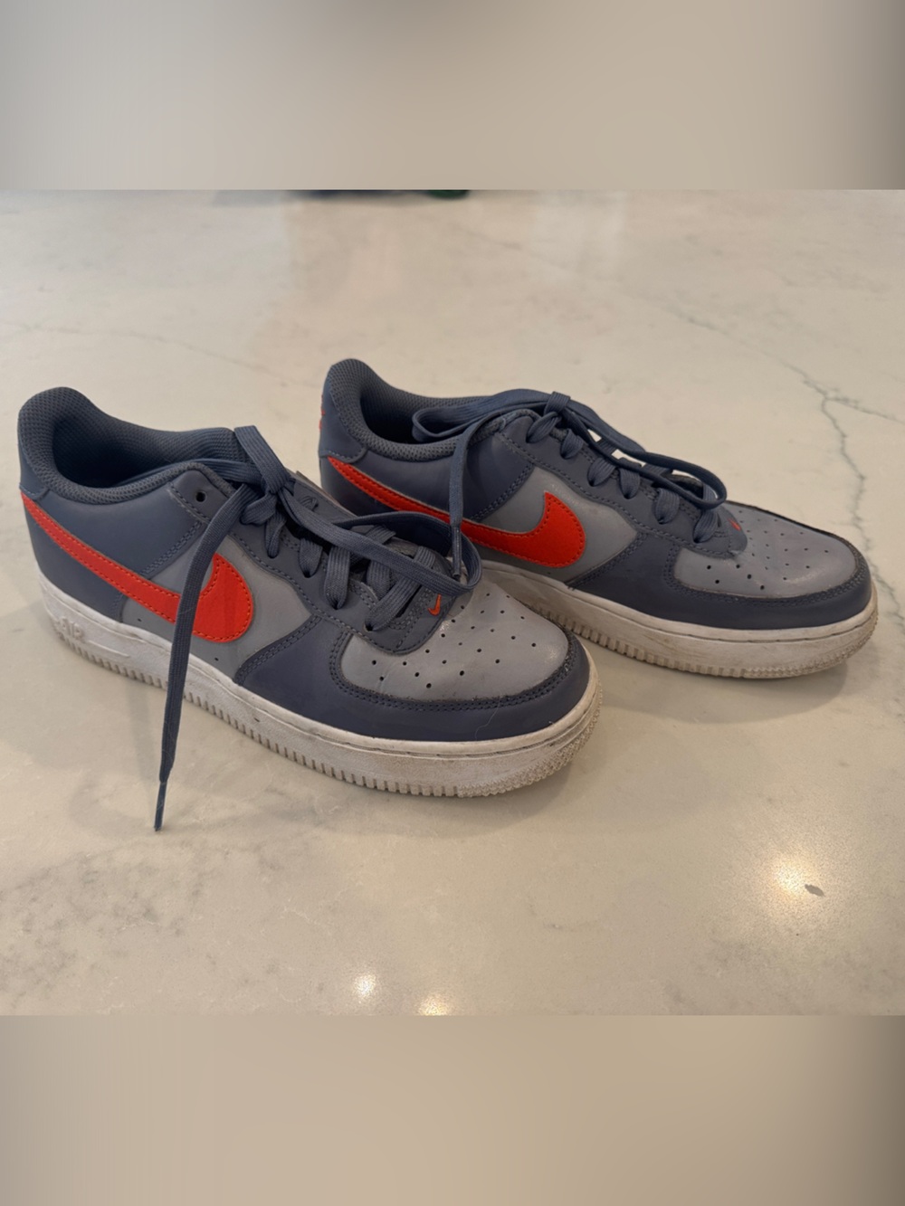 Nike Kids Gray and Orange Low-Top Sneakers